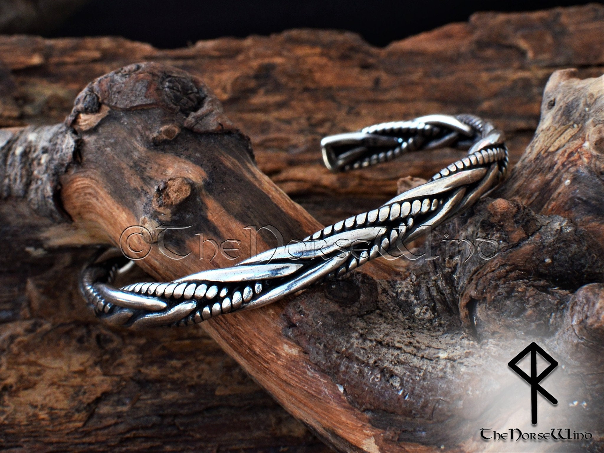 Odin's Ravens Arm Ring, Viking Raven Head Torc Bracelet - TheNorseWind