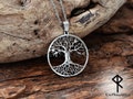 Silver Yggdrasil Necklace, Viking Necklace, Celtic Tree of Life Pendant, Norse Mythology World Tree, Laser Cut Steel, Viking Jewelry product logo