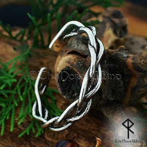 Vikingarmring - Dragon Skin-armband - Zilveren herenarmband, Twisted Viking Torque, Viking Torc, Keltische manchetarmbanden, Noorse mythologie