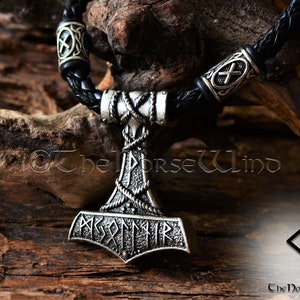 Viking Mjolnir Necklace, Thor's Hammer Pendant, Personalized Viking Runes Necklace, Viking Jewelry, Strength Amulet Norse Mythology Asatru image 7
