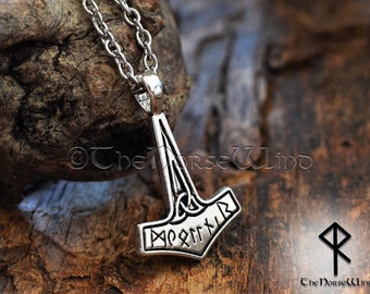 Thor&#39;s Hammer Mjolnir Necklace, Viking Necklace, Viking Jewelry, Celtic Thor Hammer Pendant Strength Amulet Norse Mythology Asatru