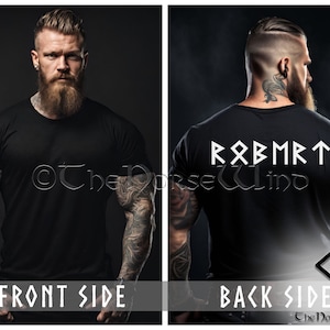 Custom Viking Runes T-shirt - NAME in RUNES - Personalized Norse Mythology Tee, Unisex Futhark Runes Shirt, Viking Dad Gift, Sizes S-5XL