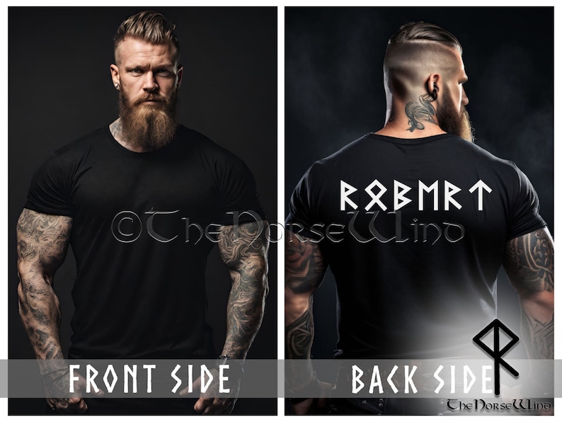 Custom Viking Runes T-shirt - NAME in RUNES - Personalized Norse Mythology Tee, Unisex Futhark Runes Shirt, Viking Dad Gift, Sizes S-5XL