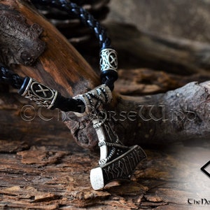 Viking Mjolnir Necklace, Thor's Hammer Pendant, Personalized Viking Runes Necklace, Viking Jewelry, Strength Amulet Norse Mythology Asatru image 3