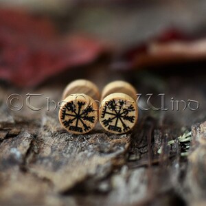 Pair Of Wooden Ear Plugs Tunnels – Double Flared, Brown/Black/Red, Gauges Jewelry