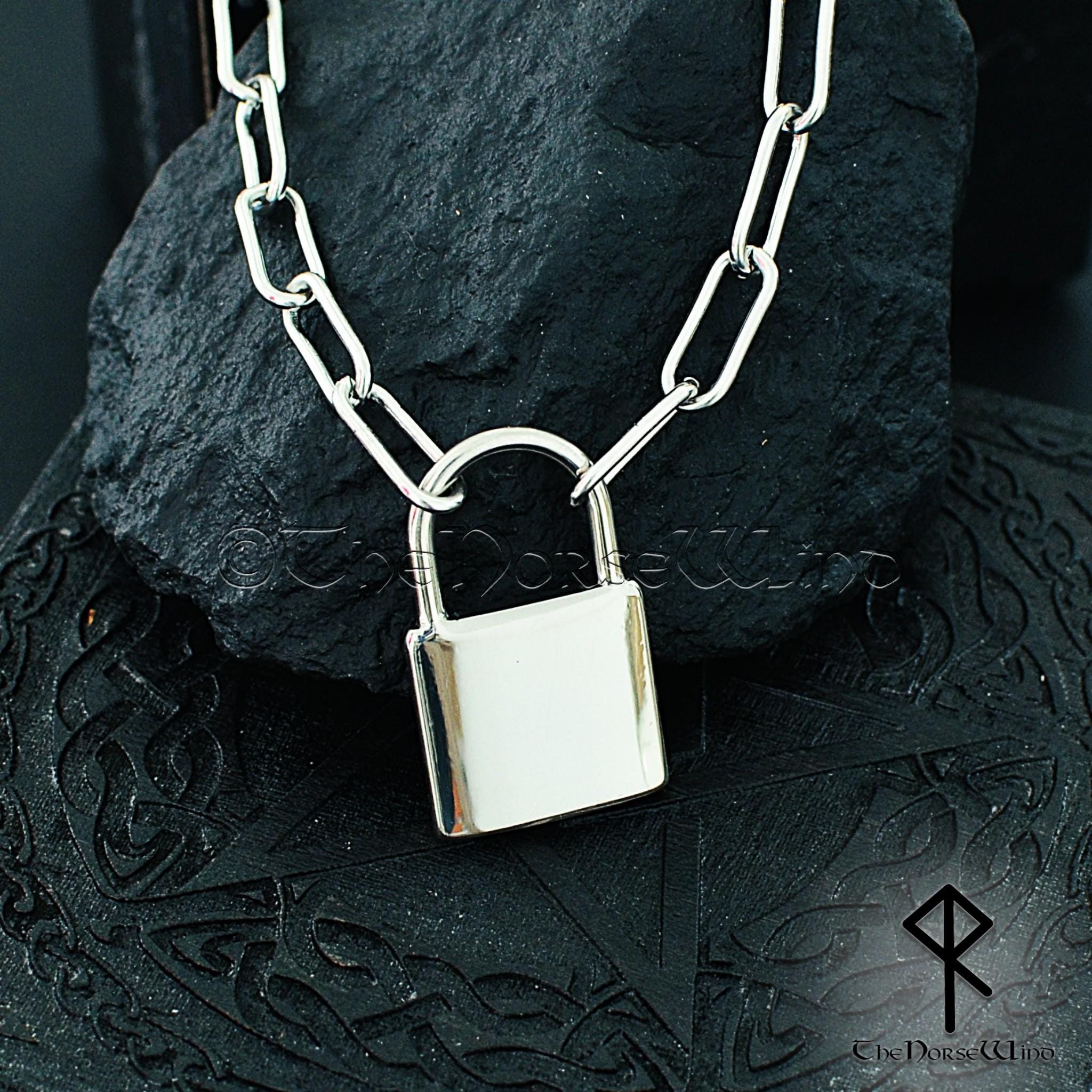 Punk Padlock Necklace – Grunge Industrial Lock Pendant, 316L