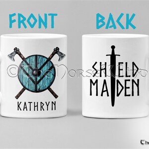 Custom Name Viking Mug, Personalized Shield Maiden Mug - Viking Women Gift, Lagertha Shield Mug, Viking Coffee Mug, Norse Mythology