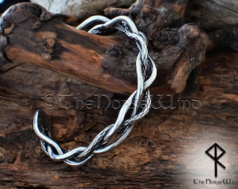 Viking Armring - Dragon Skin Bracelet - Men's Silver Bracelet, Twisted Viking Torque, Viking Torc, Celtic Cuff Bangles, Norse Mythology