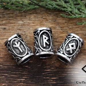 Viking Beard Beads Futhark Runes Hair Bead Dwarven Beard Ring, Asatru Celtic Jewelry Viking Jewelry Norse Dreadlock