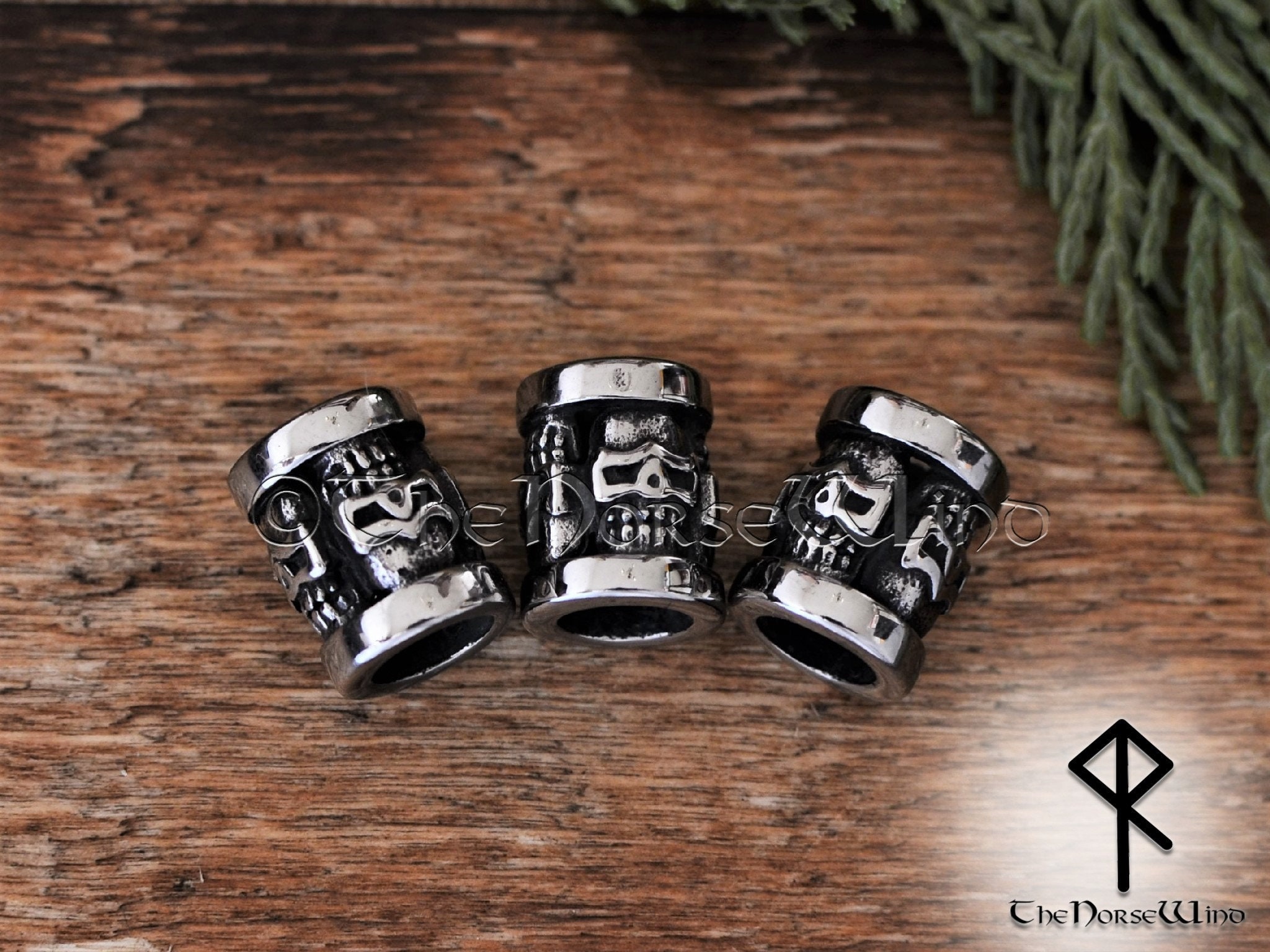 Viking Beard Beads, Norse Skull Hair Rings Celtic Dreadlocks, Steel ...
