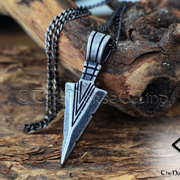 Gungnir Viking Necklace, Odin's Spear Head Pendant, Vikings Arrowhead Protection Amulet, Steel Viking Jewelry Norse Mythology