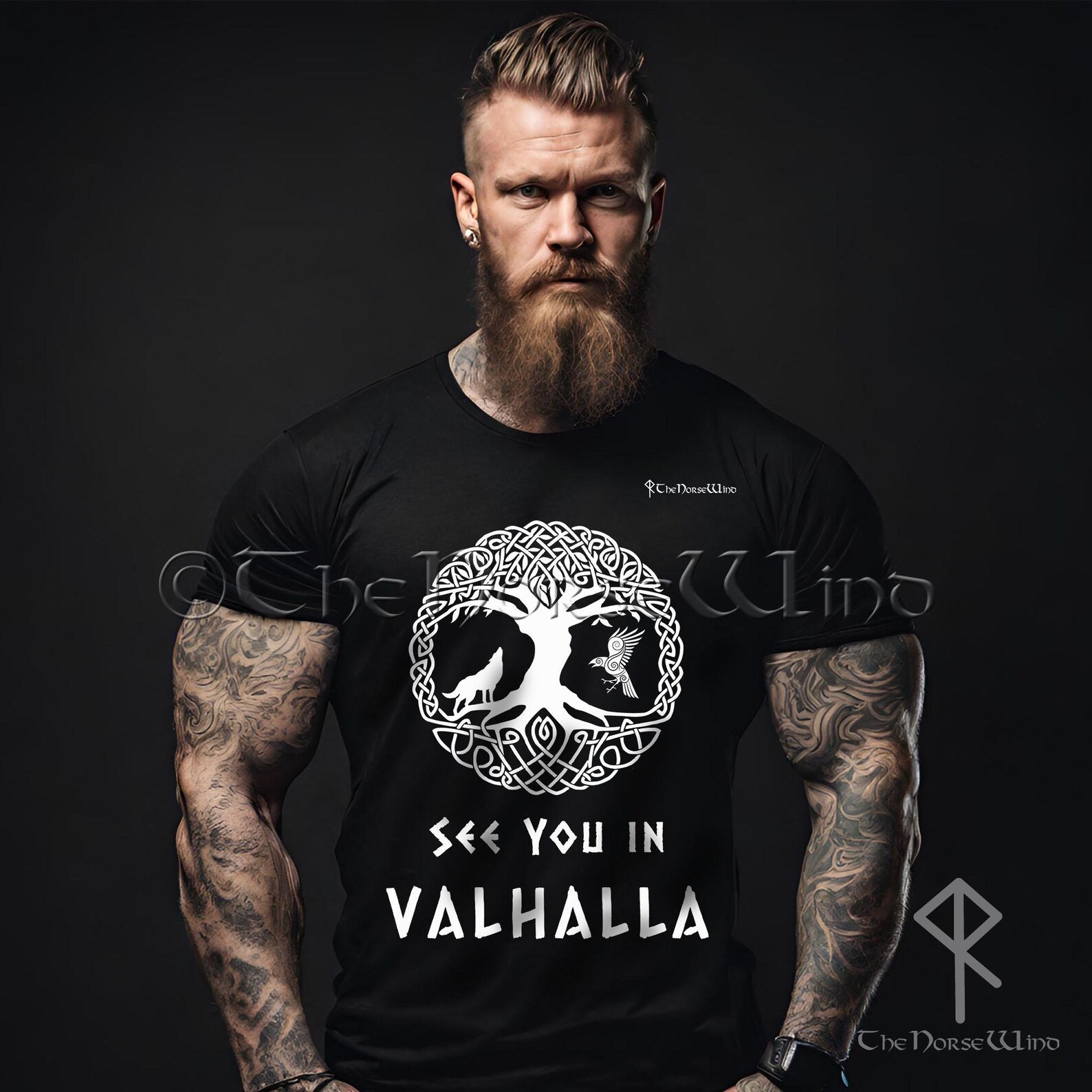 T-shirt De Gym Valhalla - Fabriqué USA - Tailles S à 5XL - Noir - Gildan Heavy Cotton
