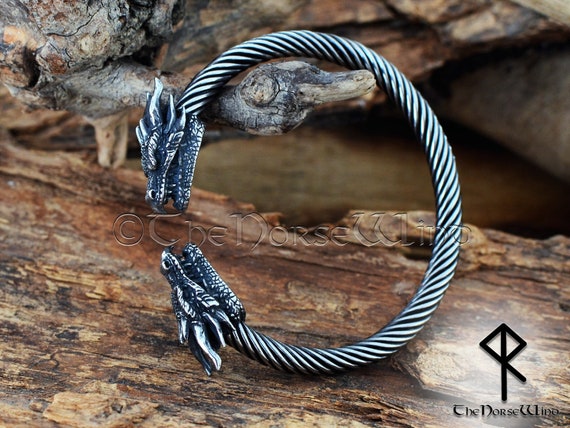 Bronze/Silver Norse Bear Torc Necklace in Extra Heavy Braid