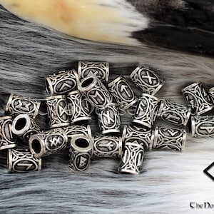 Wikinger Runen Set Bartperle 24 stücke LOT Futhark Runen Haar Perle Bart Ring, Asatru, Wikinger Schmuck nordischen Dreadlocks