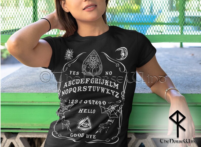 Spirit Board T-Shirt, Witch Ouija Board T-Shirt in Black, Witch Gothic Tee, Wiccan Clothing Witches Gift - Pagan Tee Shirt, Unisex / S - 5XL image 5