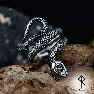 Viking-slangring - Noorse Jormungandr-slangenring - roestvrijstalen ring Noorse mythologie - Midgard World Serpent-ring - Viking-sieraden