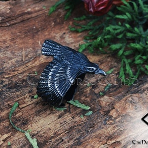 Viking Raven Ring, Flying Raven Black Steel Ring, Odin's Ravens Hugin and Munin Ring, Norse Mythology Viking Ring, Viking Jewelry