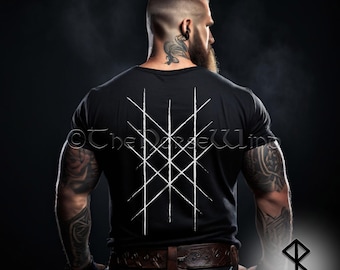 Koszulka z runami wikingów „Sieć Wyrd” – mitologia nordycka, koszulka z siecią Skuld’s Net, koszulka z symbolem losu w stylu nordyckim, koszulka unisex Nordic Warriors, prezent dla wikingów