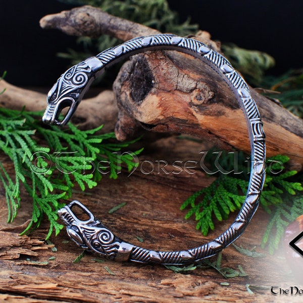 Bracelet Dragon Viking | Bague de bras Viking pour hommes, solide, tête de Dragon Nidhogg, Torc avec nœud celtique, acier inoxydable, bijoux Viking nordiques