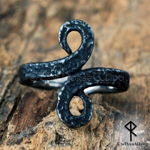 Forged Iron Viking Ring, Norse Infinity Serpent Ring, Jormungandr Stainless Steel Ring, Norse Mythology Jewelry, Viking Serpent Ring