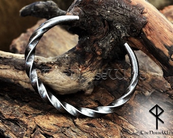 Hand Forged Viking Bracelet, Hammered Celtic Torque, Antique Steel Arm Ring Viking Cuff Bangles, Silver Torc Norse Mythology, Viking Jewelry