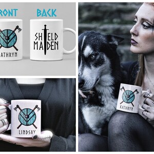 Custom Name Viking Mug, Personalized Shield Maiden Mug - Viking Women Gift, Lagertha Shield Mug, Viking Coffee Mug, Norse Mythology