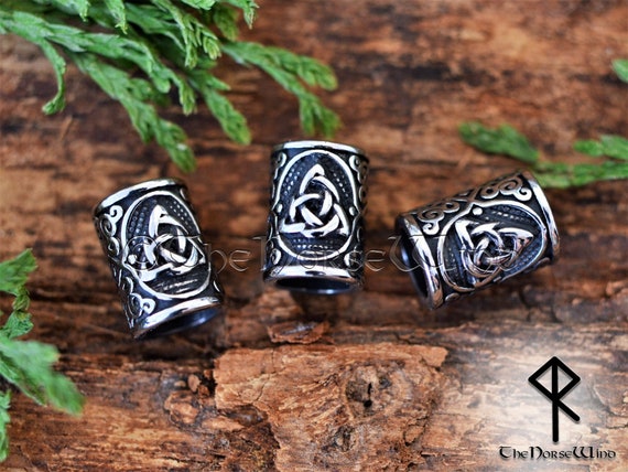 Viking Beard Beads, Celtic Knot Hair Rings, Triquetra Beard Beads 6mm, 7mm,  8mm Hole, Steel Trinity Knot Dwarven Dreadlocks, Viking Jewelry -   Norway