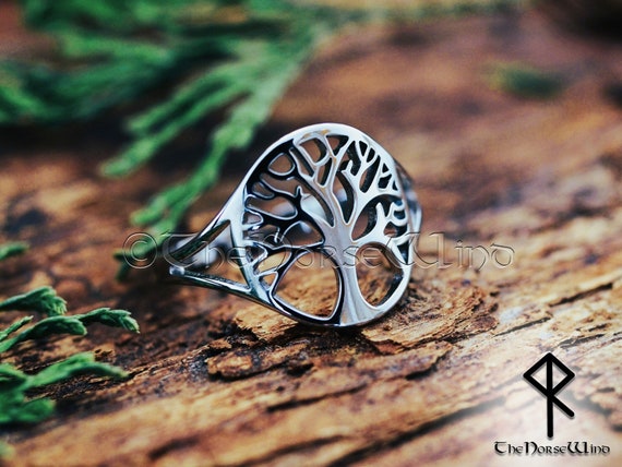 Anillo vikingo Yggdrasil anillo de mujer del arbol de la vida celta anillo de arbol del mundo de acero inoxidable ajustable joyeria vikinga mitologia nordica Etsy Espana