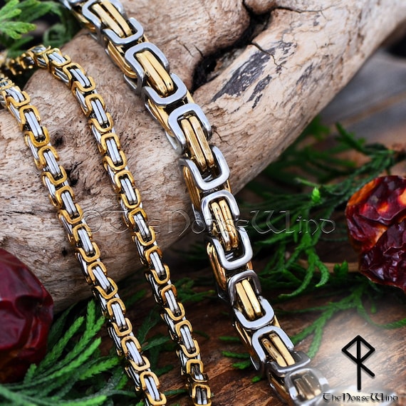 Byzantine Chain Viking Necklace Silver Gold Premium Quality Stainless Steel Men s Necklace 4mm 8mm Norse Mythology Viking Jewelry Etsy