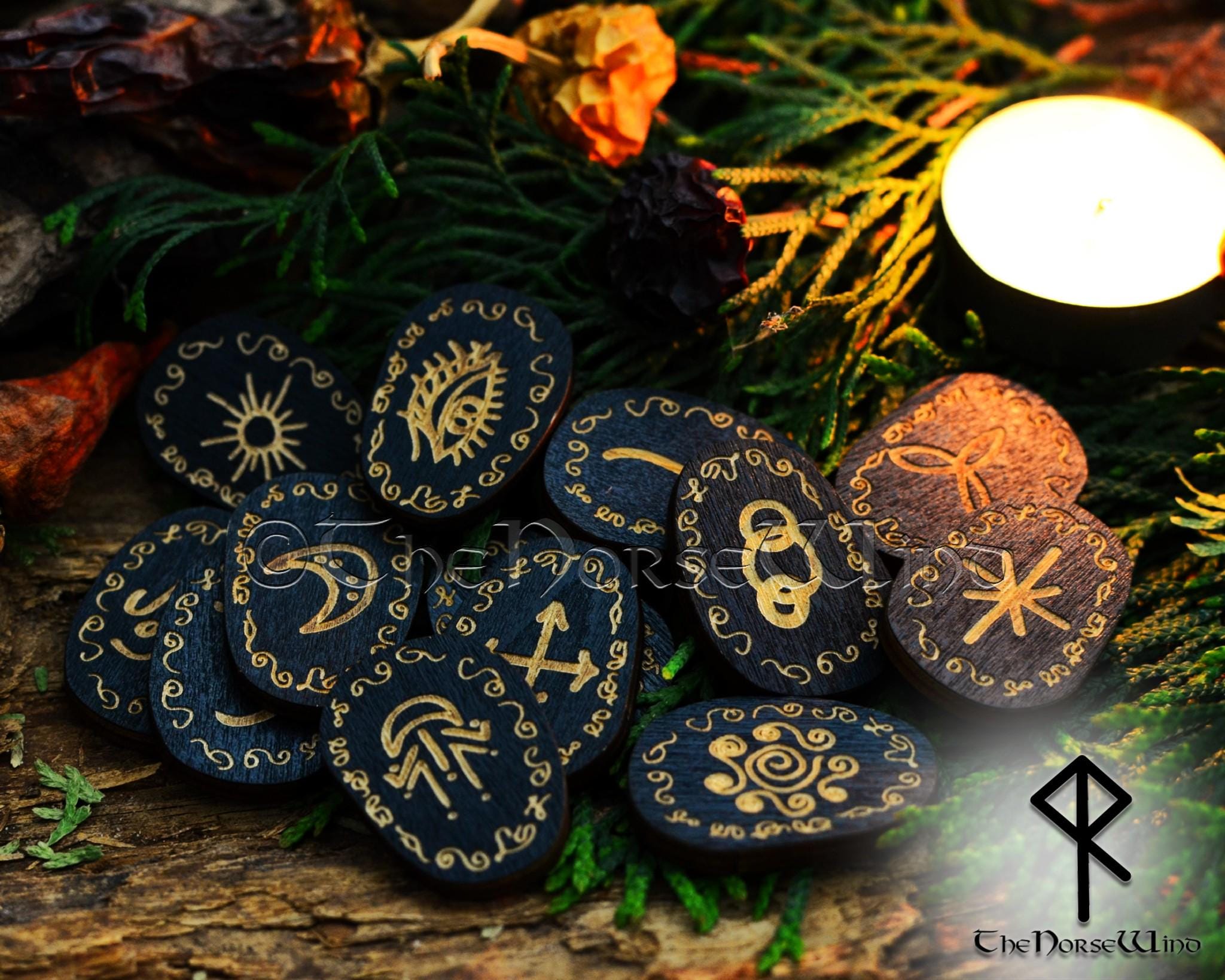 Witches Runes Set 13 Wooden Wicca Runes With Pouch and Rune Meanings ...