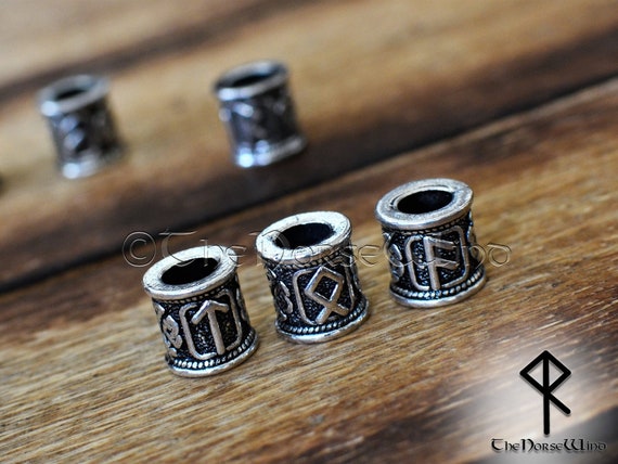 Viking Beard Beads Futhark Runes Hair Bead Dwarven Beard Ring, Asatru  Celtic Jewelry Viking Jewelry Norse Dreadlock 