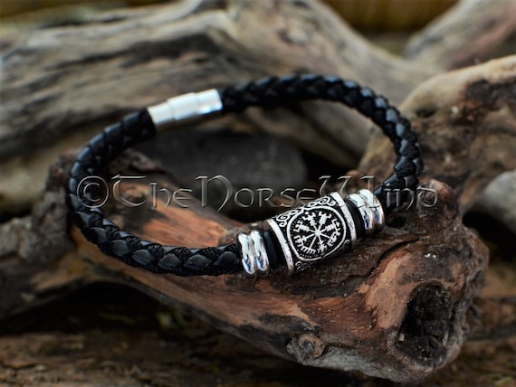 Brazalete Vikingo Vegvísir Símbolo de Protección y Brújula Vikinga