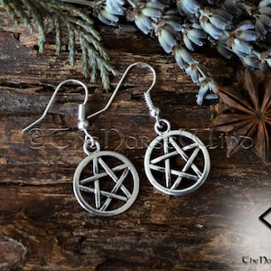 Pentagram Earrings, Viking Pagan Earrings, Wiccan Pentacle Jewelry, Norse Witch Earrings, Gothic Tribal Earrings, Shieldmaiden Gift