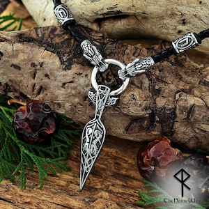 Gungnir Viking-ketting, gepersonaliseerde Odin's speerkop Fenrir Wolf rune-hanger, roestvrijstalen pijlpunthanger, Noorse Viking-sieraden