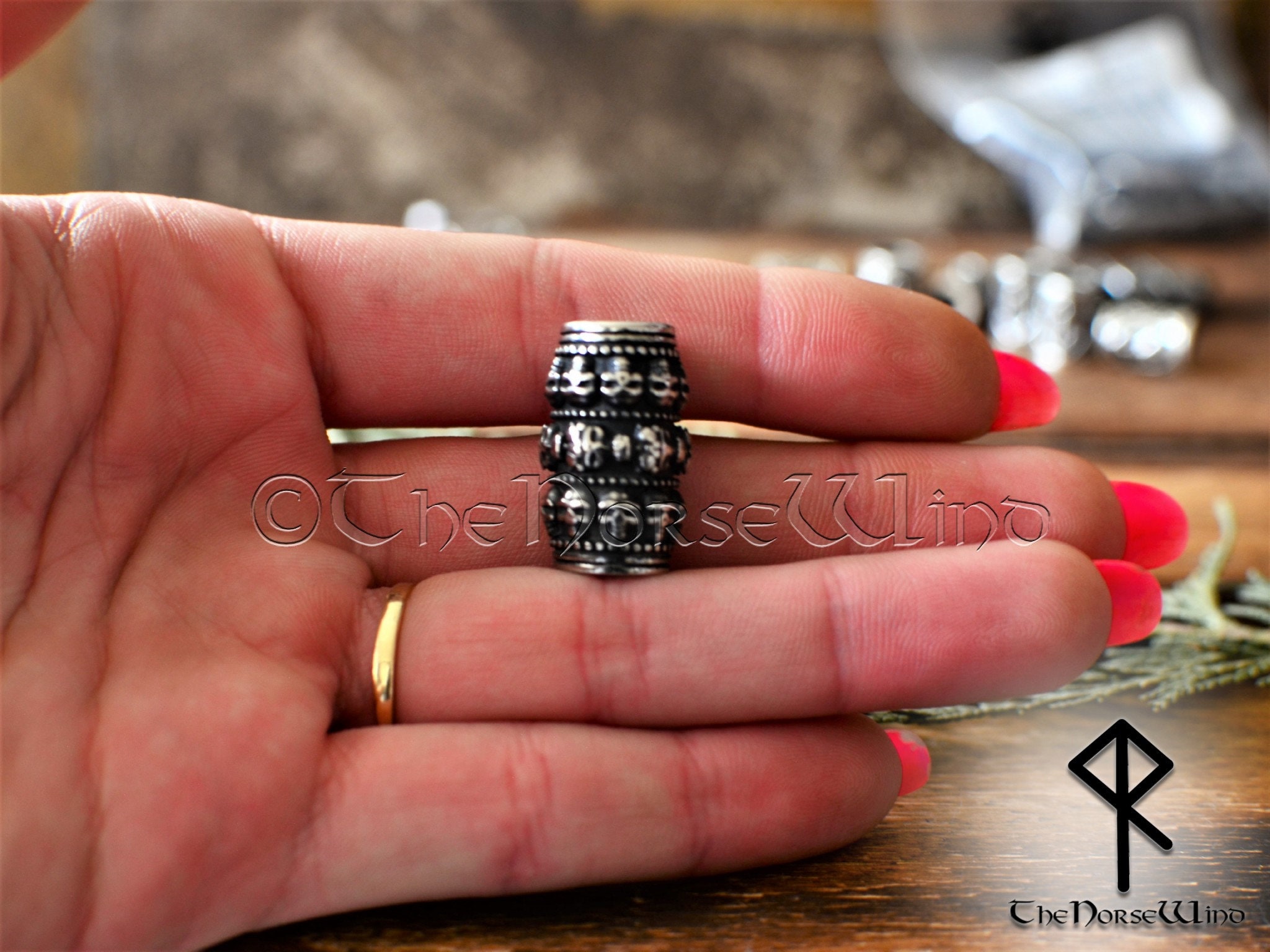 Solid Beard Beads, Viking Skull Hair Beads, Human Skull Beard Rings ...