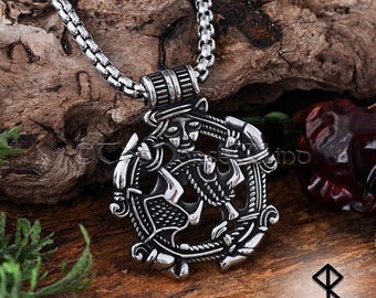 Freya Norse Goddess Pendant, Viking Necklace Goddess of Love, Beauty and Fertility, Norse Mythology Pagan Amulet - Stainless Steel Jewelry