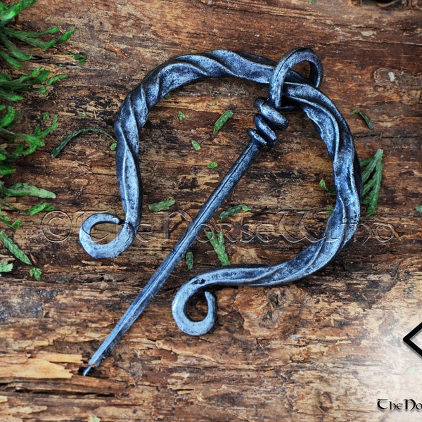 Viking Cloak Pin, Hand Forged Penannular Brooch, Medieval Iron Pin, Twisted Fibula Brooch, Celtic Brooch, Viking Jewelry, Norse Mythology