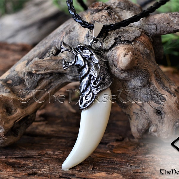 Viking Wolf Head Necklace | Stainless Steel Norse Mjolnir Pendant main image 0