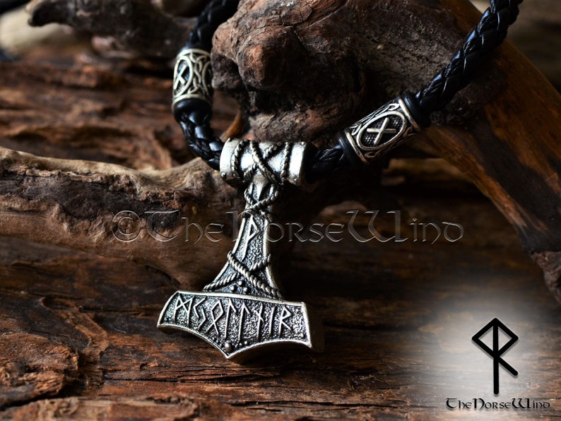 Viking Mjolnir Necklace, Thor's Hammer Pendant, Personalized Viking Runes Necklace, Viking Jewelry, Strength Amulet Norse Mythology Asatru image 5