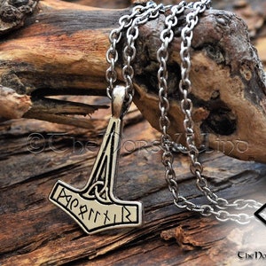 Thor's Hammer Mjolnir Necklace, Viking Necklace, Viking Jewelry, Celtic Thor Hammer Pendant Strength Amulet Norse Mythology Asatru image 3