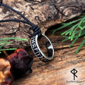 Viking-ketting - Runenring Viking-hanger, Noorse runenketting, oude oudere Futhark-amulet, Viking-sieraden, Noorse mythologie, Asatru
