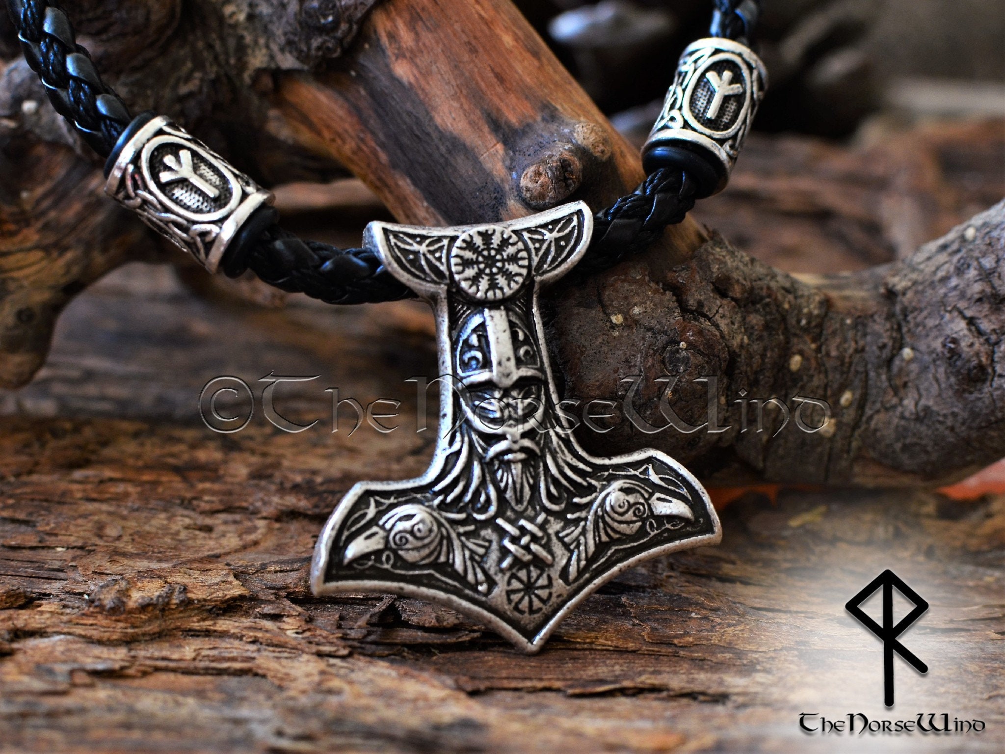 Norse Vikings Amulette Marteau Thor Mjolnir Pendentif Collier Antique Argent Unisexe Fête De