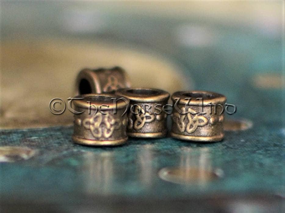 Beard Beads Stainless Steel Set of 2 6mm Hole 1/4 Inch Viking Celtic Knot  Norse Beard Beads for Men 