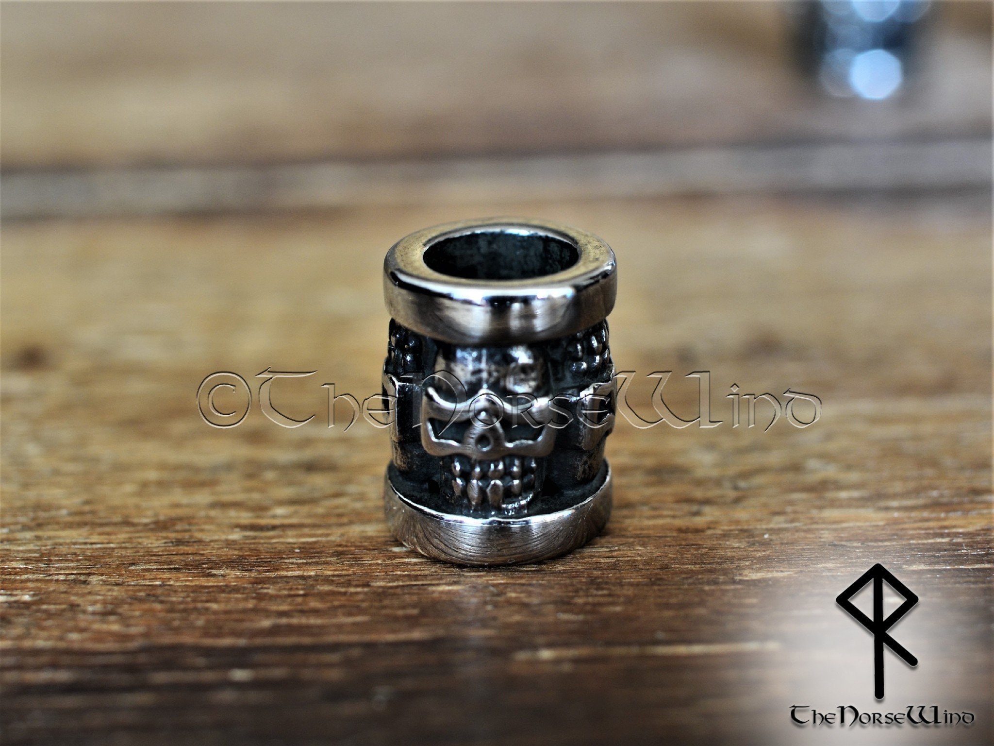 Viking Beard Beads, Norse Skull Hair Rings Celtic Dreadlocks, Steel ...