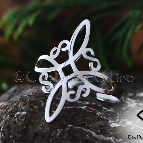 Celtic Triquetra Ring, Trinity Knot Viking Women's Ring, Adjustable Stainless Steel Infinity Knot Ring, Viking Jewelry, Norse Mythology