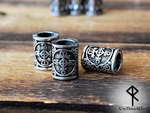Viking Beard Beads, Norse Love Compass Symbol, Vegvisir Hair Rings, Celtic  Dreadlocks, Viking Amulet Asatru Viking Jewelry 