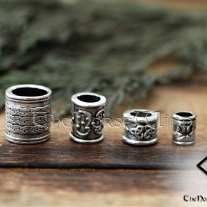 Viking Beard Beads KIT of 4 Hair Rings Celtic Dreadlocks, Celtic Jewelry, Viking Jewelry, Norse Mythology