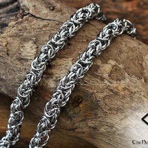 Viking Necklace Solid Byzantine Chain 7mm, Premium Quality Stainless Steel Norse Mythology Viking Jewelry