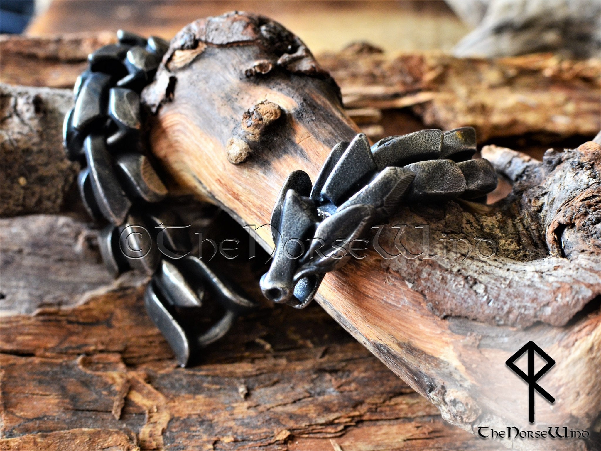 Wikinger Armreif Fenris Chain (Leder) | Die Wikinger Taverne
