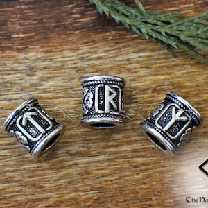 Viking Runes Hair Rings, Norse Dreadlock Beard Beads, Elder Futhark Celtic Beard Accessories, Viking Jewelry, Norse Mythology